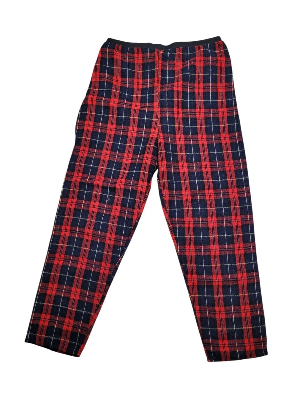 2/$20 Vintage 90s 30% Wool Black & Red Plaid Pattern Pajamas Pants Size: 28"